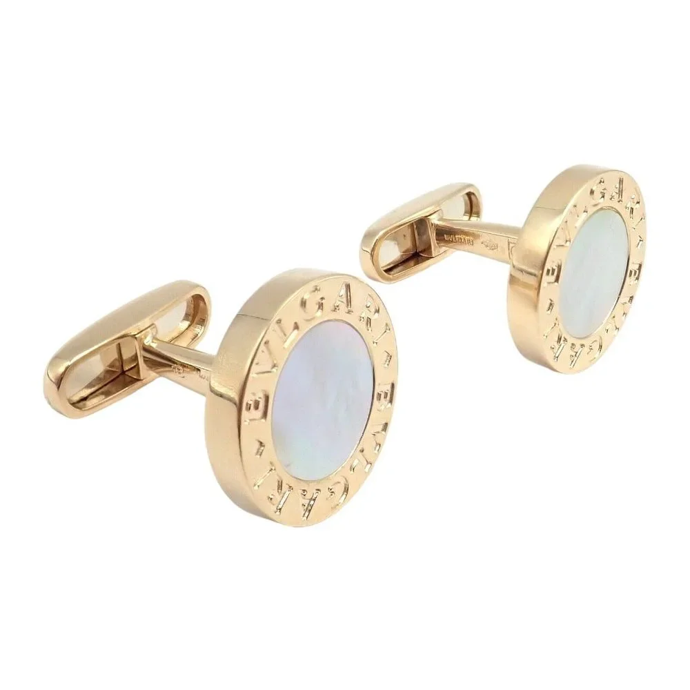 Authentic! Bvlgari Bulgari 18k Yellow Gold Multicenter Cufflink Kit Set
